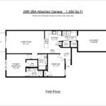 2BR-2BA attached garage floorplan